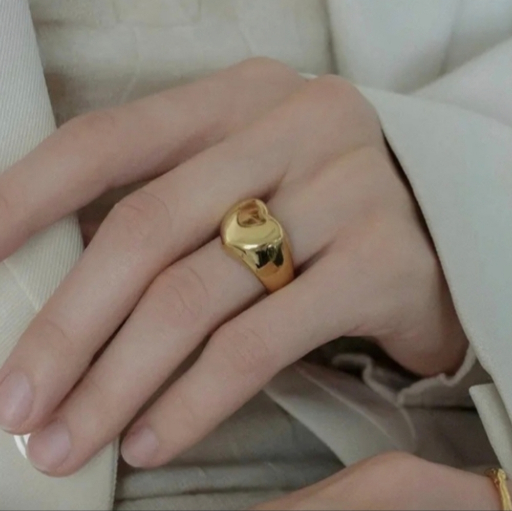 18K YELLOW GOLD OVER STAINLESS STEEL RING - Picture 2 of 7